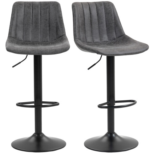 Homcom HOMCOM Bar Stools Set of 2 Adjustable Swivel Bar Chairs with Backrest 1