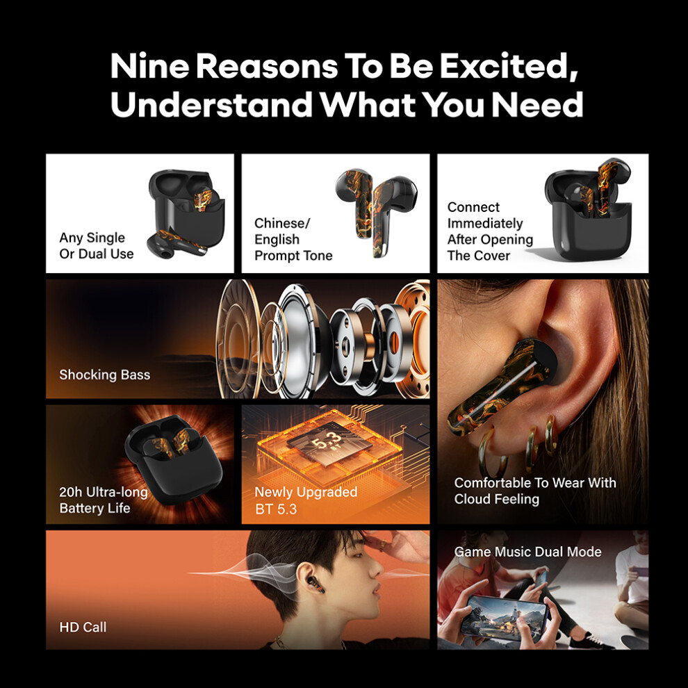 Sabbat Bt5.3 Wireless Earbuds, 20H Playtime, Noise Cancelling 8411385395704