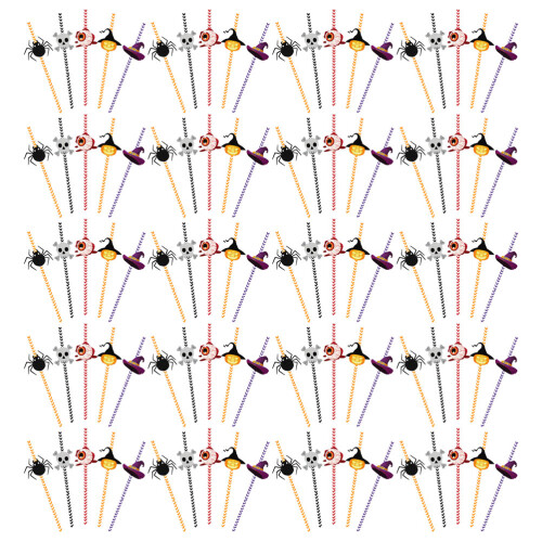 5Sets Halloween Themed Paper Straws Beverage Drinking Straws 1