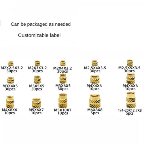 300Pcs M2 M3 M4 M5 M6 Female Thread Knurled Nuts Brass Threaded Insert Embedment Nuts, Threaded for Injection Molding 1