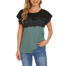 Elegantes Damen-Tunika-Top, figurbetontes Tunika-Shirt mit Rundhalsausschnitt und Faltenblusen-Details, langärmeliges Spitzentop zum Kombinieren,