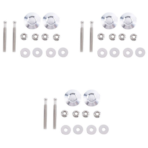 6X Long Push Button Quick Release Hood Pins Bonnet Lock Clip  Bumper Kit 1