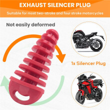 Silencieux Tuyau D'éChappement Silencieux Bouchon de Lavage pour Moto Dirt Bike ATV Quad 2 4 Temps, Rouge