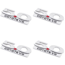 4X 5.0 Coyote V8 Emblem for 11-14 Mustang F150 F250 Chrome Side Body Emblems Decal Sticker Badge Nameplate
