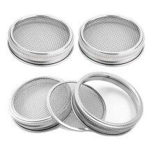 Paquete de 4 Tapas para Tarros de Brotes de Acero Inoxidable para Tarros de Boca Ancha y Ancha para Cultivar Brotes