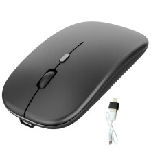Wireless Mouse Rechargable,2.4G Ultra Silent Optical Mouse with USB and Type-C Receiver, for Laptop, (Black)