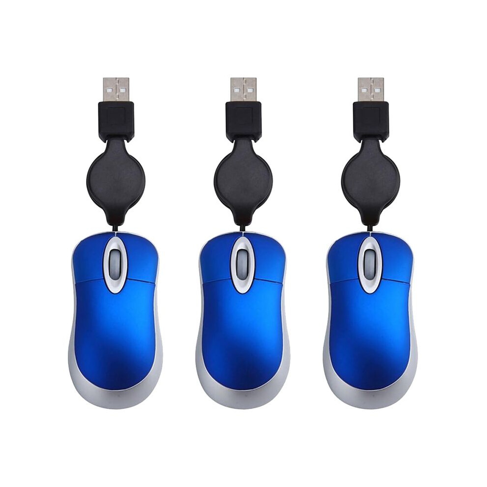3Pcs Wired Mouse Retractable Mouse Corded Mouse Mouse Usb Optical Mouse Wired Mouse For Computer Laptop Pc 4713684624542