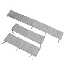 Set di sponde da letto in cotone per neonato 3 pezzi 125x18/66x18cm Grigio