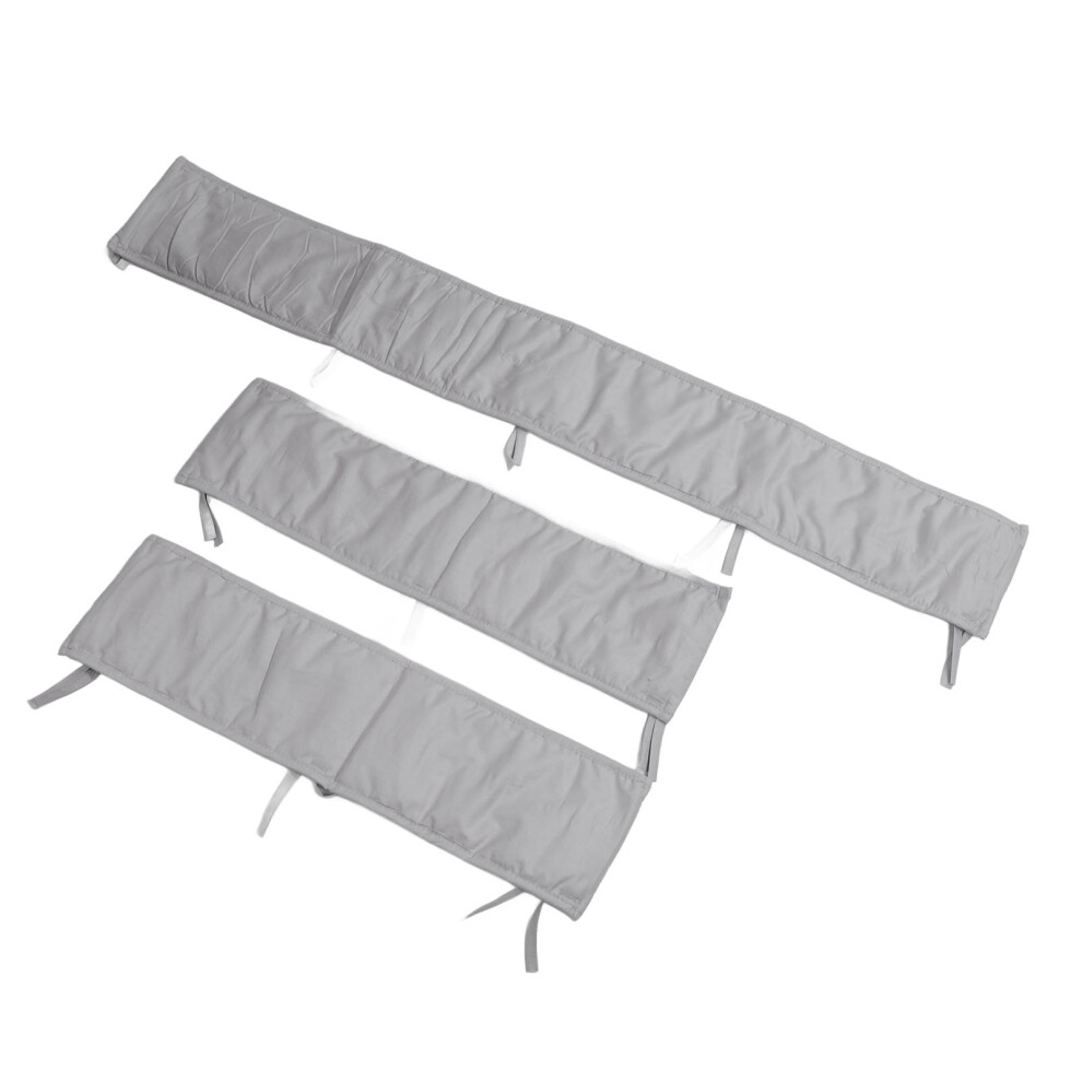 3Pcs Cotton Baby Bed Rail Guardrail, Soft Anti-Collision, Grey