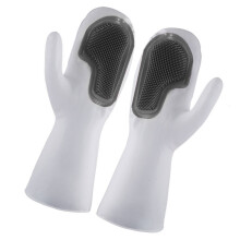 Un paio di guanti in silicone impermeabili isolanti grigi
