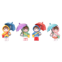 Cute Umbrella Girl Figurines Desktop Ornament Plant Pot Statues Decor Windowsill Landscape Figurine