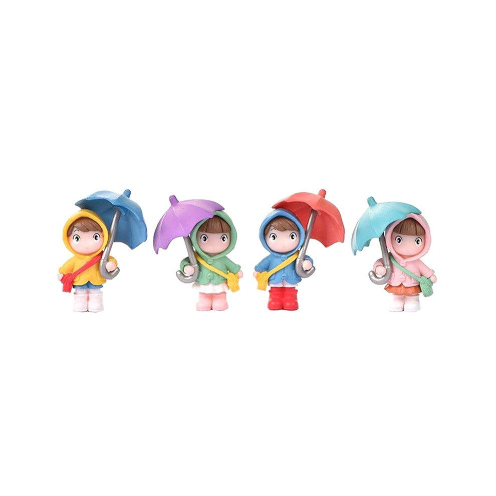 Cute Umbrella Girl Figurines Desktop Ornament Plant Pot Statues Decor Windowsill Landscape Figurine Semoic