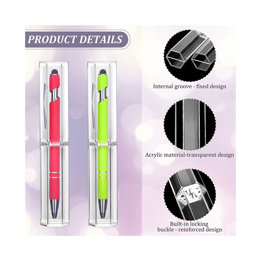 100 Pcs Acrylic Pen Boxes Clear Ballpoint Pen Case Pencil Gift Box Pen Storage Container Hexagon Single 6031482893907