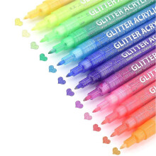 Glitzer-Farbstifte, Selbstkonturierende Metallic- in 12 Farben, Tinte auf Wasserbasis mit Feiner Spitze, DIY-Bastel-Grußkarten