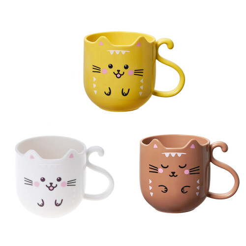Tasse de lavage de dessin animé, chaton drôle, conception-Jaune 1