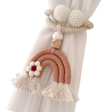 2PCS Colorful Rainbow Tasseled Curtain Tieback Curtain Tie-2