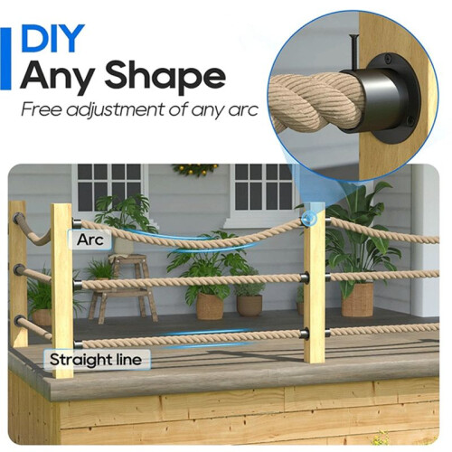 4Pack Black Rope End Snap with Screw Securing Rail Support Cap for Jutes Fencing Stair Deck Railing Kit 2
