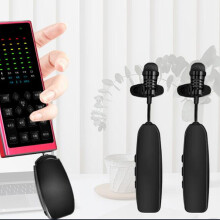 2 pezzi di microfono a clip wireless Lavalier 2,4G con cancellazione del rumore