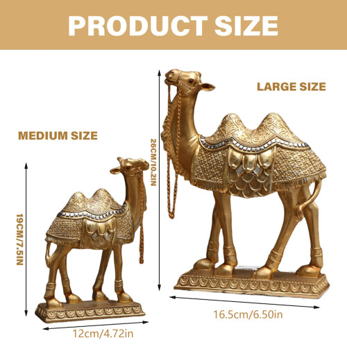 Goldene Messing-Kamelfigur, kleine Statue für Büro,-Mittelgroß 1