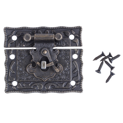 Wood Case Chest Box Rectangle Clasp Closure Hasp Latches Bronze Tone 2