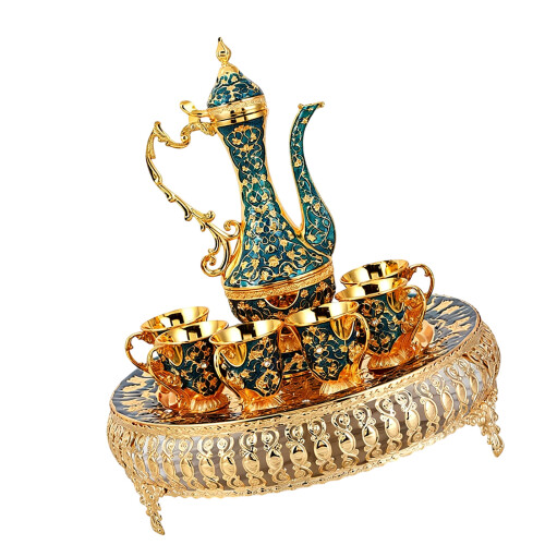 Retro Turkish Coffee Pot and Cups Set,Tea Service-Dark Blue.