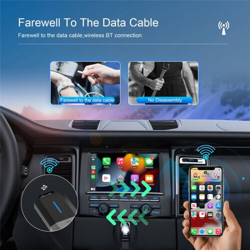 Wireless CarPlay Adapter, Car Dongle Converts Wired to Wireless, Type-C/USB, Plug & 1