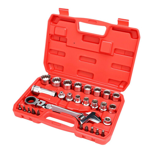 Heavy Duty Socket Set Bidirectional Ratchet Pass-28 piece set
