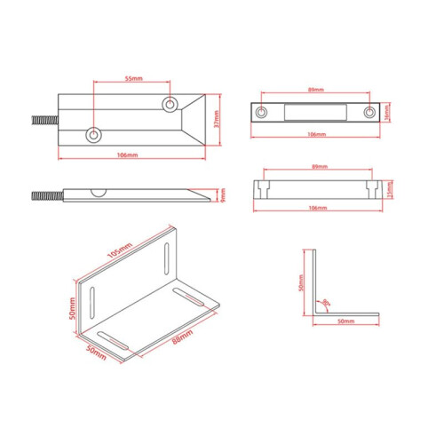 Heavy Duty Wired Alarm Garage Door Magnetic Contacts  Sensor NC with Adjustable Bracket
