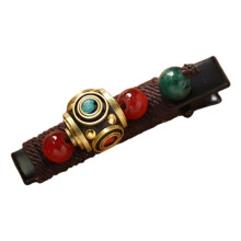 Handwoven Fabric Hair Clip Turquoise Accent Side-Section 8