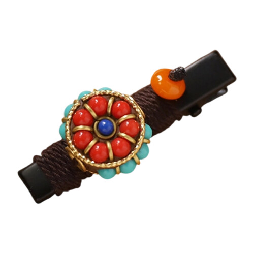 Comfortable Turquoise Hair Clip Handwoven Design-Section 1