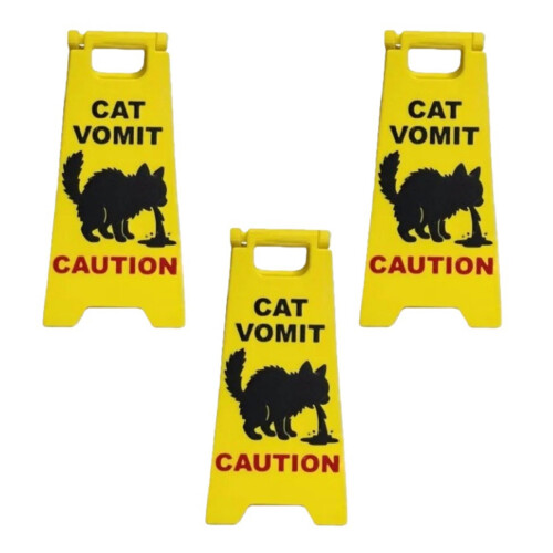 Cats Vomit Caution Signs Cats Vomits Warning Sign Mini Cats-C