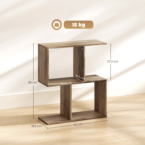 Homcom HOMCOM Side Table, Narrow End Table with Storage Shelves, Oak 2