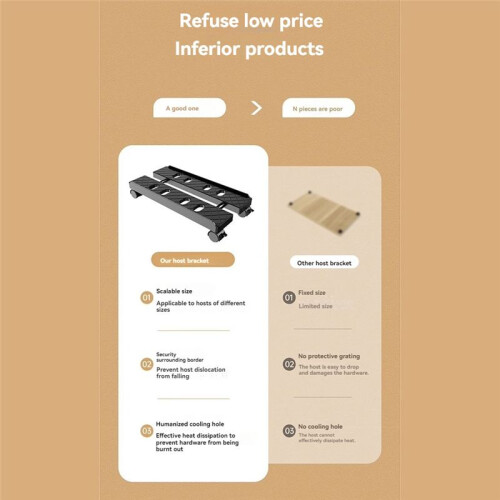 Adjustable Mobile PC  Stand - Telescopic CPU Holder with Rolling Casters, Desktop Computer Cart Black 1