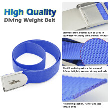 Stainless Steel Snorkeling Weight Waist Belt 1.3m-1.5m Black/Blue