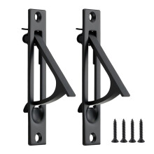 2 Pack Pocket Door Pull Solid Pocket Door Flush Pull Pocket Door Handles in Matte Black