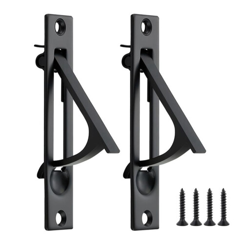 2 Pack Pocket Door Pull Solid Pocket Door Flush  Pull Pocket Door Handles in Matte Black