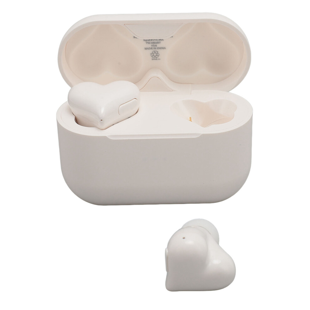 Heart Shaped Wireless Earbuds, Bluetooth 5.3, 20H Playtime, Waterproof White 9471385399385