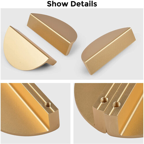 8Pack Champagne Gold Drawer Pulls,2.5 Inch Half Moon Cabinet Drawer Pulls Kitchen Handles, Modern Cabinet Hardware Pulls 1