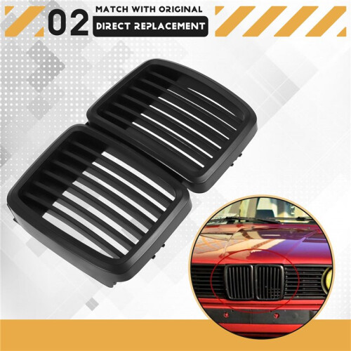Front Grille Replacement for  E30 3-Series M3 Front Hood Bumper Grill Matte Black 1982-1994 2