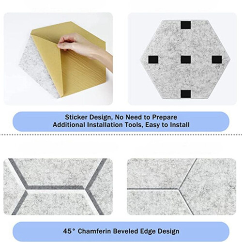 Painel AcúStico Hexagonal de 12 PeçAs, 12X10X 0,4 Polegadas, Paredes AcúSticas Elegantes para Casa e EscritóRio (Cor Clara de Camelo) 1