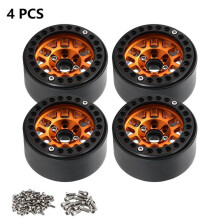 8PCS 1.9 Metal Beadlock Wheel Hub Rim for 1/10 RC Crawler Axial SCX10 90046 AXI03007 TRX4 RedCat D90,Orange