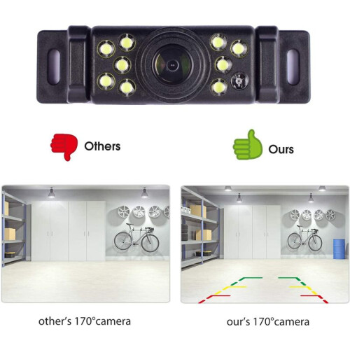2X Car Backup Camera Rear View Reverse Camera with 170 Wide Angle 9 LED Lights Super Clear Night Vision 1