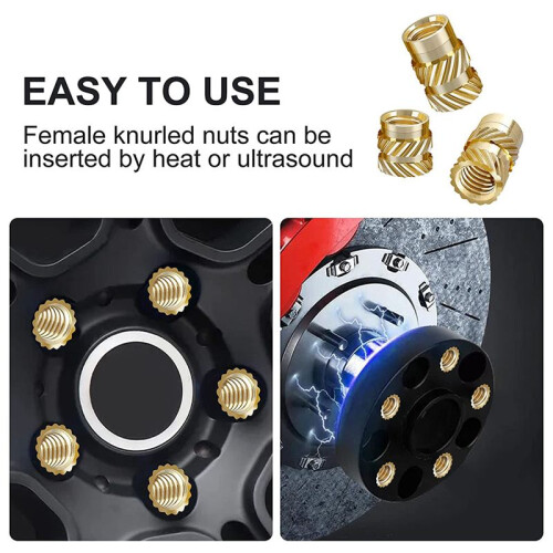 350Pcs Threaded Inserts Female Thread Metric Knurled Nuts Assortment Kit Brass Heat Set Insert 2