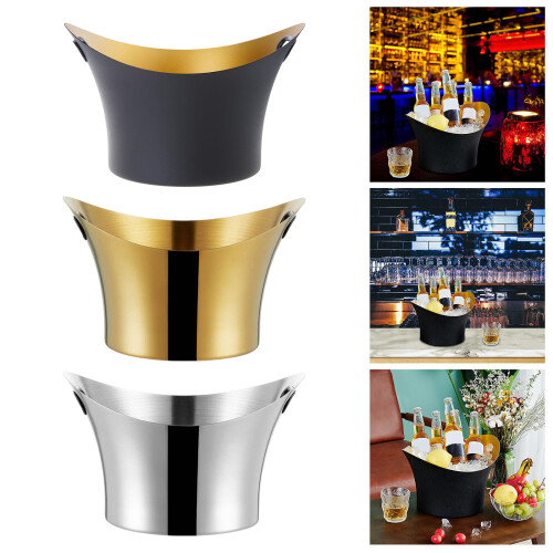 Large Capacity Stainless Ice Pail Ice Bucket for-Silver 2