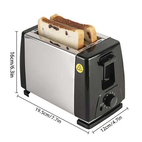 Stainless Steel 2 Slice Toaster with 6 Temp Settings, Compact 19.5cm 1