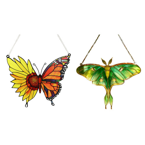 Multicolored Acrylic Butterfly Sunflowers-green moth 1