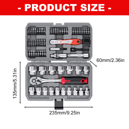 64-delige autoreparatieset Ratelsleuteldop Combo 2