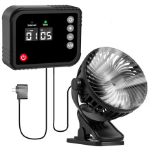 Electric Cooling Fan Digital Display 360-Degree Rotation Fan Clip- Design for Chicken Coop Pet House US Plug
