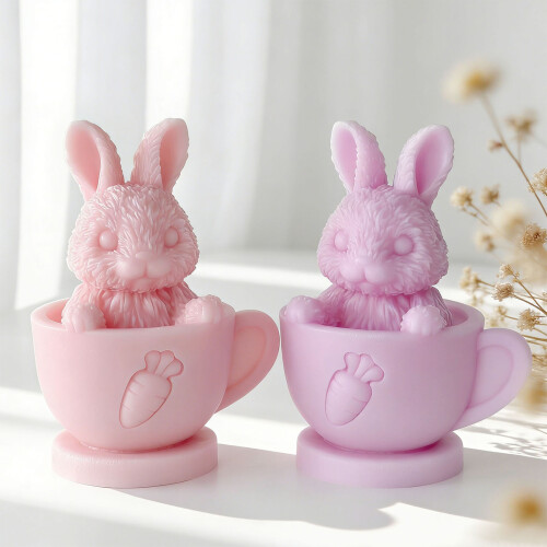 Teacup Hare Silicone Molds Easter Candle Silicone Mould for 1