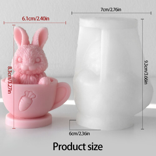 Teacup Hare Silicone Molds Easter Candle Silicone Mould for 2